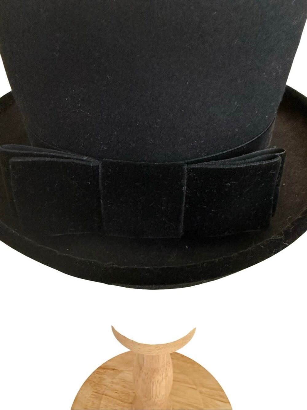 Eric Javitz Black Wool Felt Top Hat Velvet Trim Romantic Goth Victorian Luxury - Picture 5 of 8